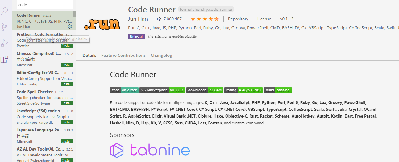 安装code runner工具